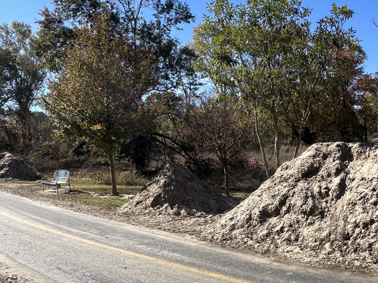 Silt pile after t.s. Helene, Oct 26, 2024